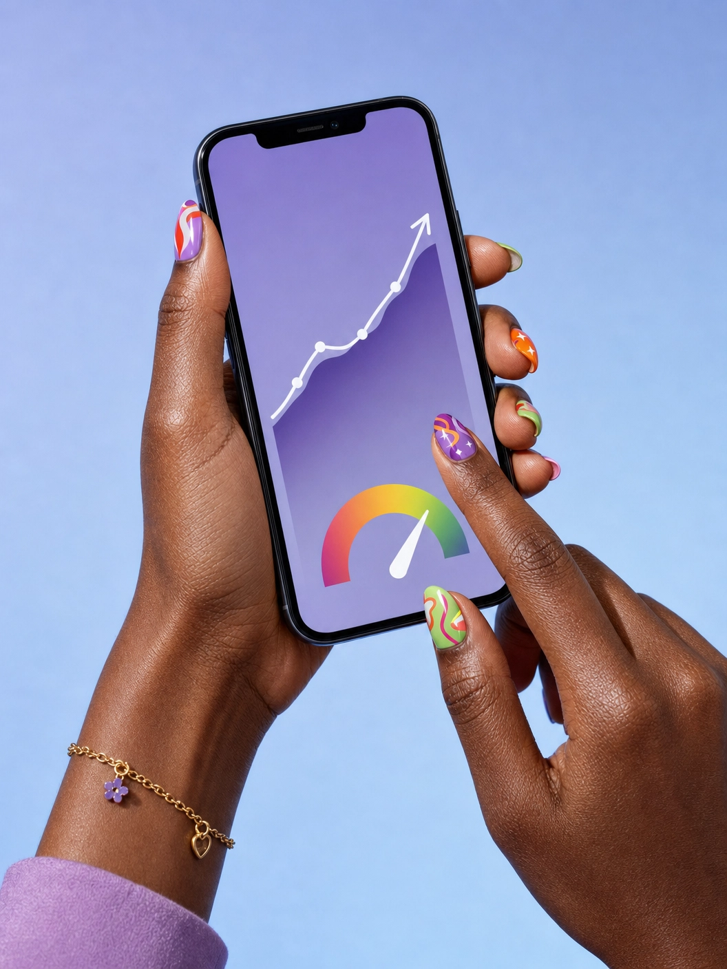 Hands managing credit on phone